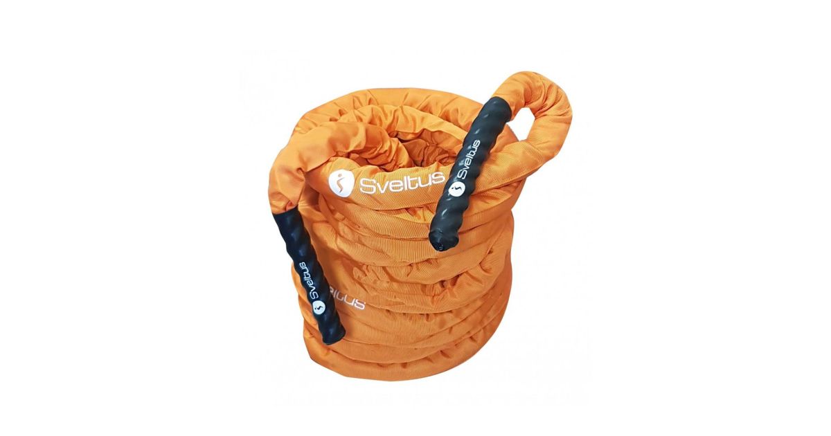 Corde De Combat Sveltus Premium – Longueur 10 M, Diamètre 38 Mm, Gaine Nylon, Poignées Moulées, Pour Endurance Et Puissance