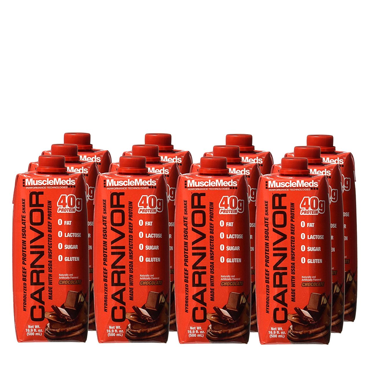 MUSCLEMEDS - CARNIVOR SHAKE - 100% PURE BEEF PROTEIN ISOLATE - 12 x 500 ML