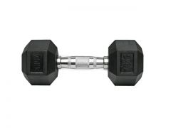 360GEARS - RUBBER HEX DUMBBELL - HATSZÖGLETŰ GUMÍROZOTT FEJŰ KÉZISÚLYZÓ - 7,5 KG