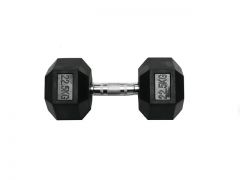 360GEARS - RUBBER HEX DUMBBELL - HATSZÖGLETŰ GUMÍROZOTT FEJŰ KÉZISÚLYZÓ - 22,5 KG