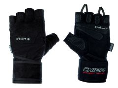 CHIBA GLOVES - IRON II WRIST SUPPORT GLOVES - CSUKLÓSZORÍTÓS EDZŐKESZTYŰ - FEKETE