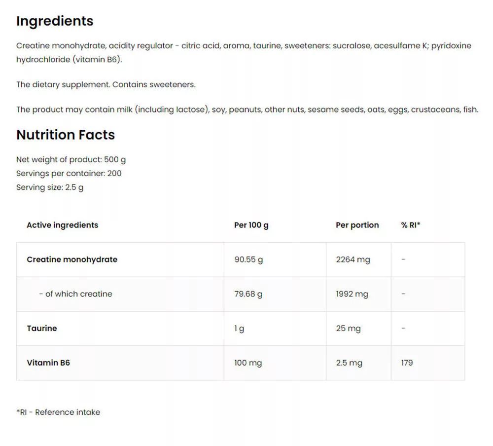 OSTROVIT - CREATINE MONOHYDRATE- 500 G - CSERESZNYE ÍZŰ