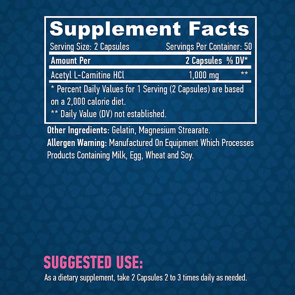 HAYA LABS - ACETYL-L-CARNITINE 1000 MG - 100 KAPSZULA
