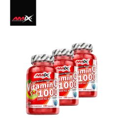 AMIX - VITAMIN C 1000 WITH ROSE HIP EXTRACT - TIMED RELEASE ABSORBTION - 3 x 100 KAPSZULA