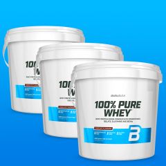 BioTech USA - 100% PURE WHEY - PROTEIN DRINK POWDER - 3 X 4000 G