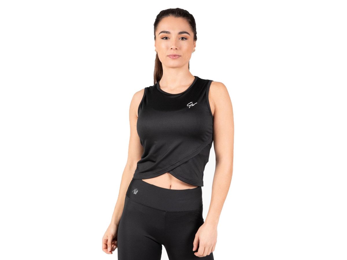 GORILLA WEAR - ESTELLE TWISTED CROP TOP - BLACK - NŐI TRIKÓ - FEKETE