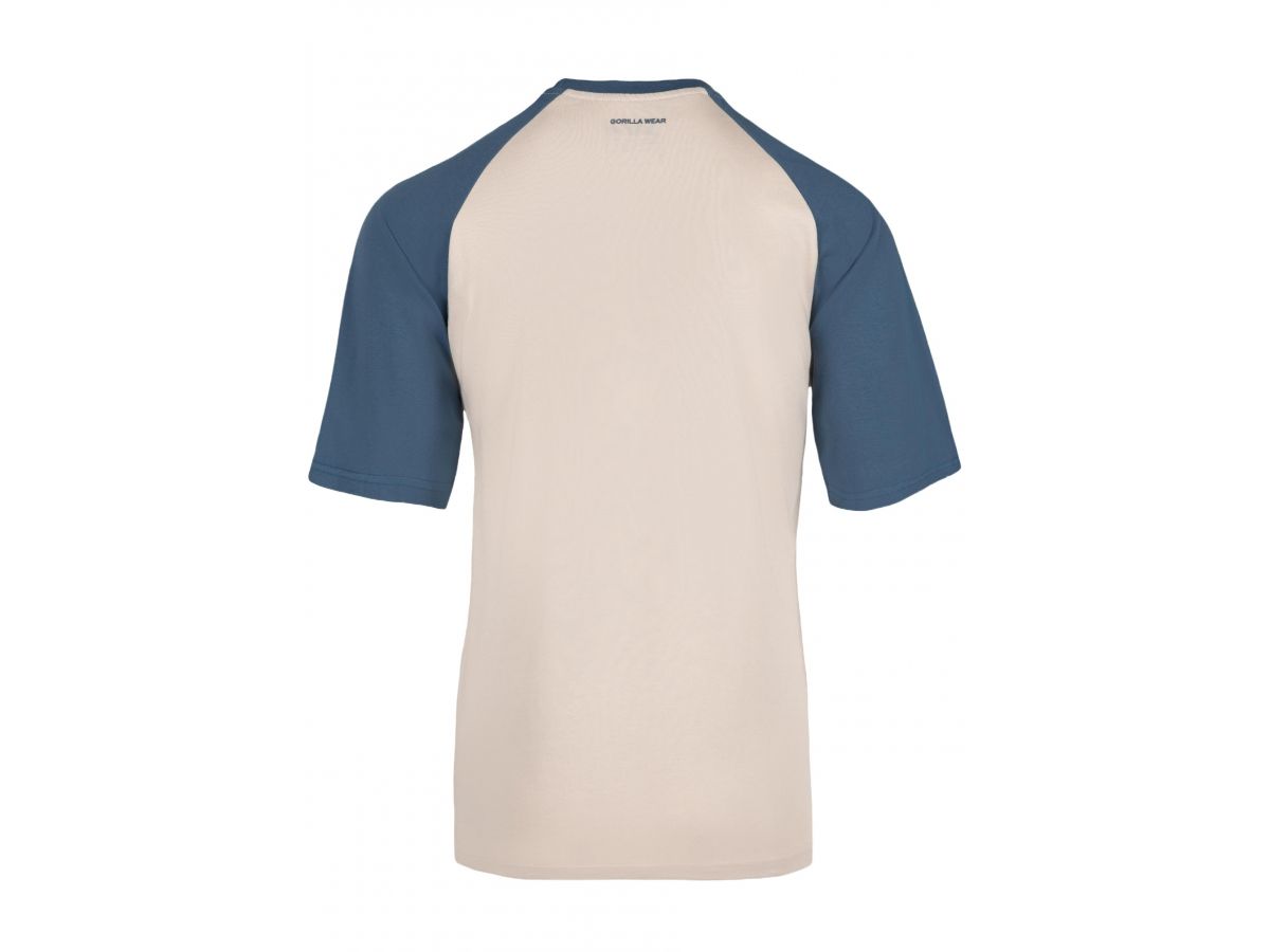 GORILLA WEAR - LOGAN OVERSIZED T-SHIRT - BEIGE/BLUE - FÉRFI PÓLÓ - BÉZS/KÉK GORILLA WEAR - LOGAN OVERSIZED T-SHIRT - BEIGE/BLUE - FÉRFI PÓLÓ - BÉZS/KÉK