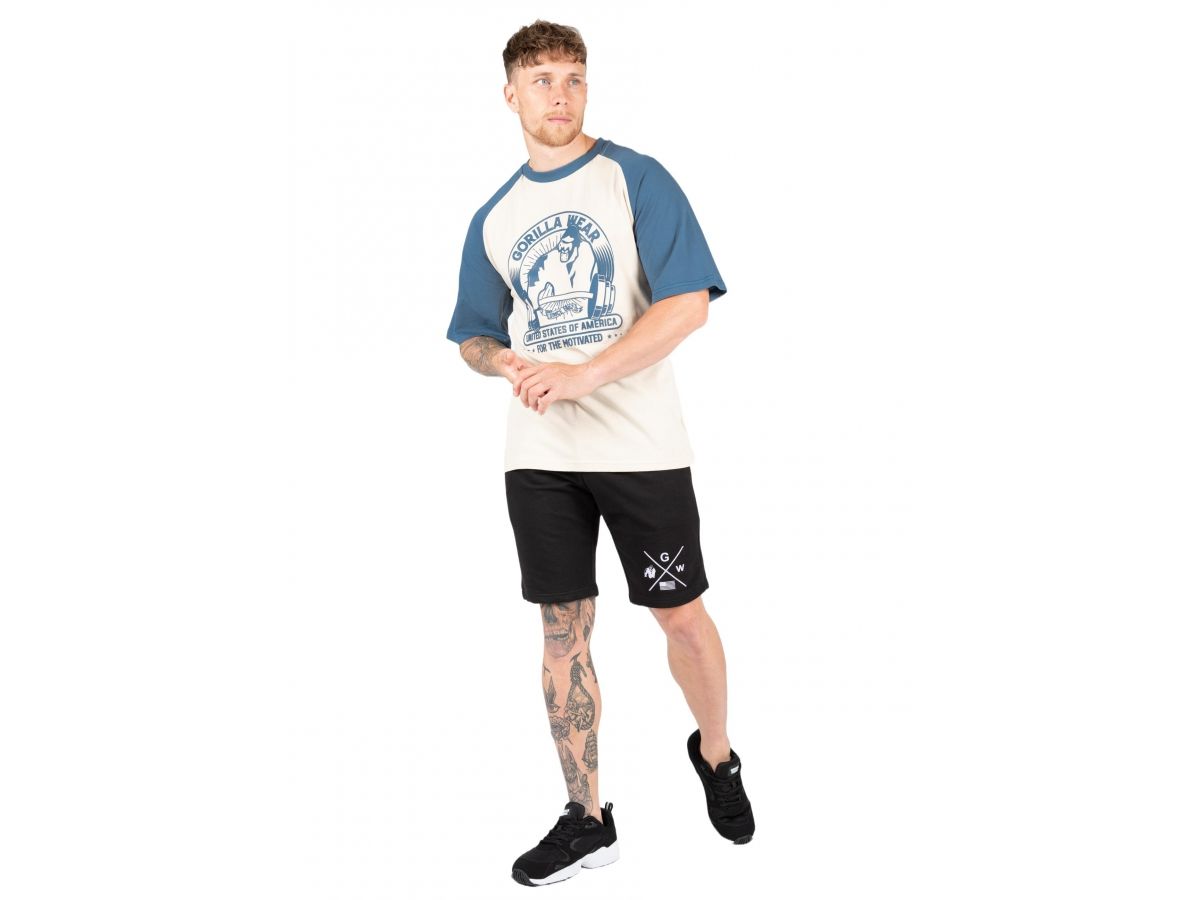 GORILLA WEAR - LOGAN OVERSIZED T-SHIRT - BEIGE/BLUE - FÉRFI PÓLÓ - BÉZS/KÉK GORILLA WEAR - LOGAN OVERSIZED T-SHIRT - BEIGE/BLUE - FÉRFI PÓLÓ - BÉZS/KÉK