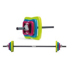 TIGUAR - POWER GYM BUTTERFLY KÉSZLET - 140 CM RÚD, 6 DB SÚLYTÁRCSÁVAL ÉS SZORÍTÓKKAL 