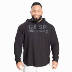 GASP INC - LONG SLEEVE THERMAL HOODIE - FÉRFI KAPUCNIS PULÓVER - FEKETE