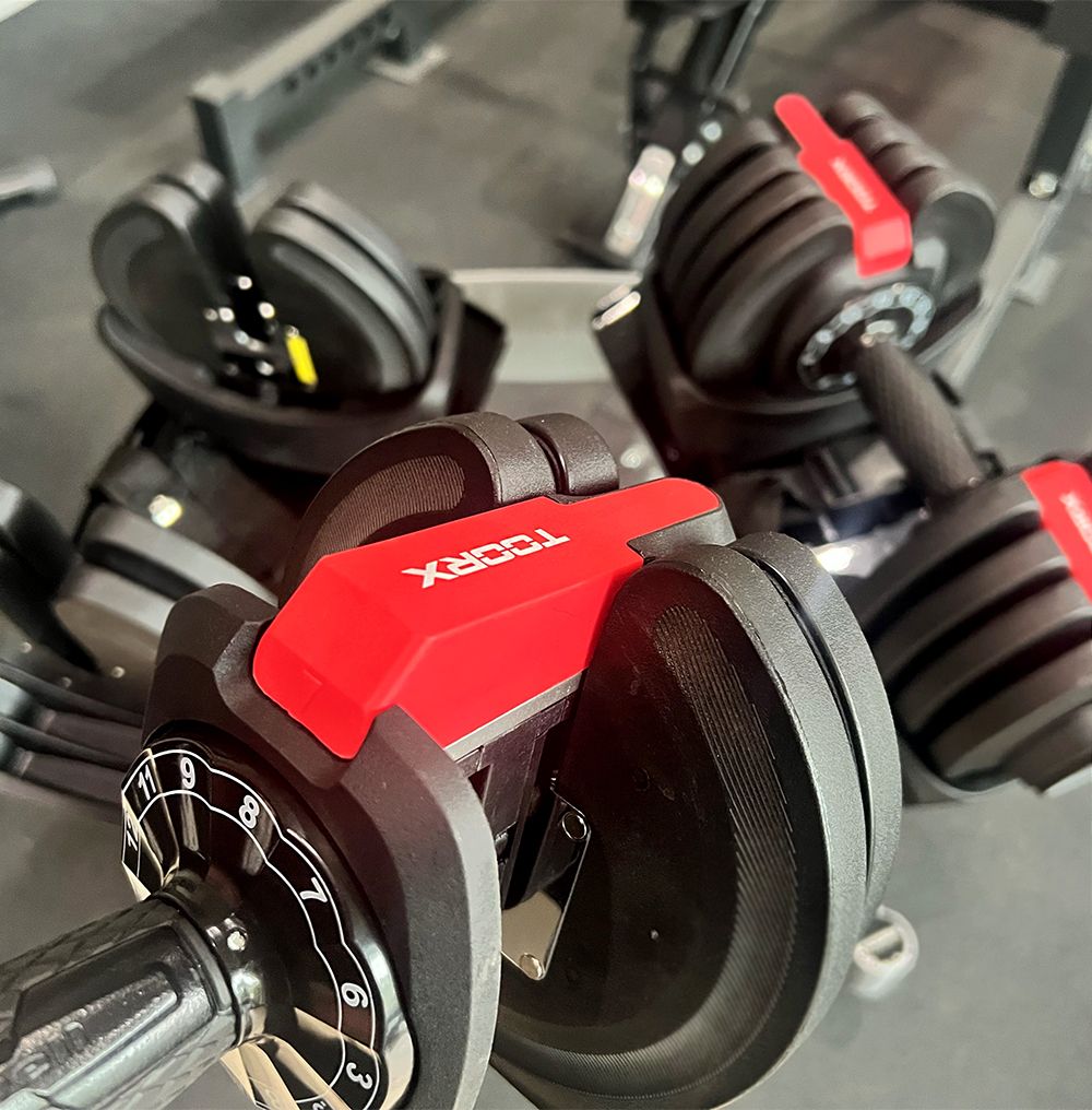 TOORX FITNESS - SELECTOR DUMBBELL PAIR WITH ROLLING STATION - ÁLLÍTHATÓ KÉZISÚLYZÓ PÁRBAN GURULÓ ÁLLVÁNNYAL