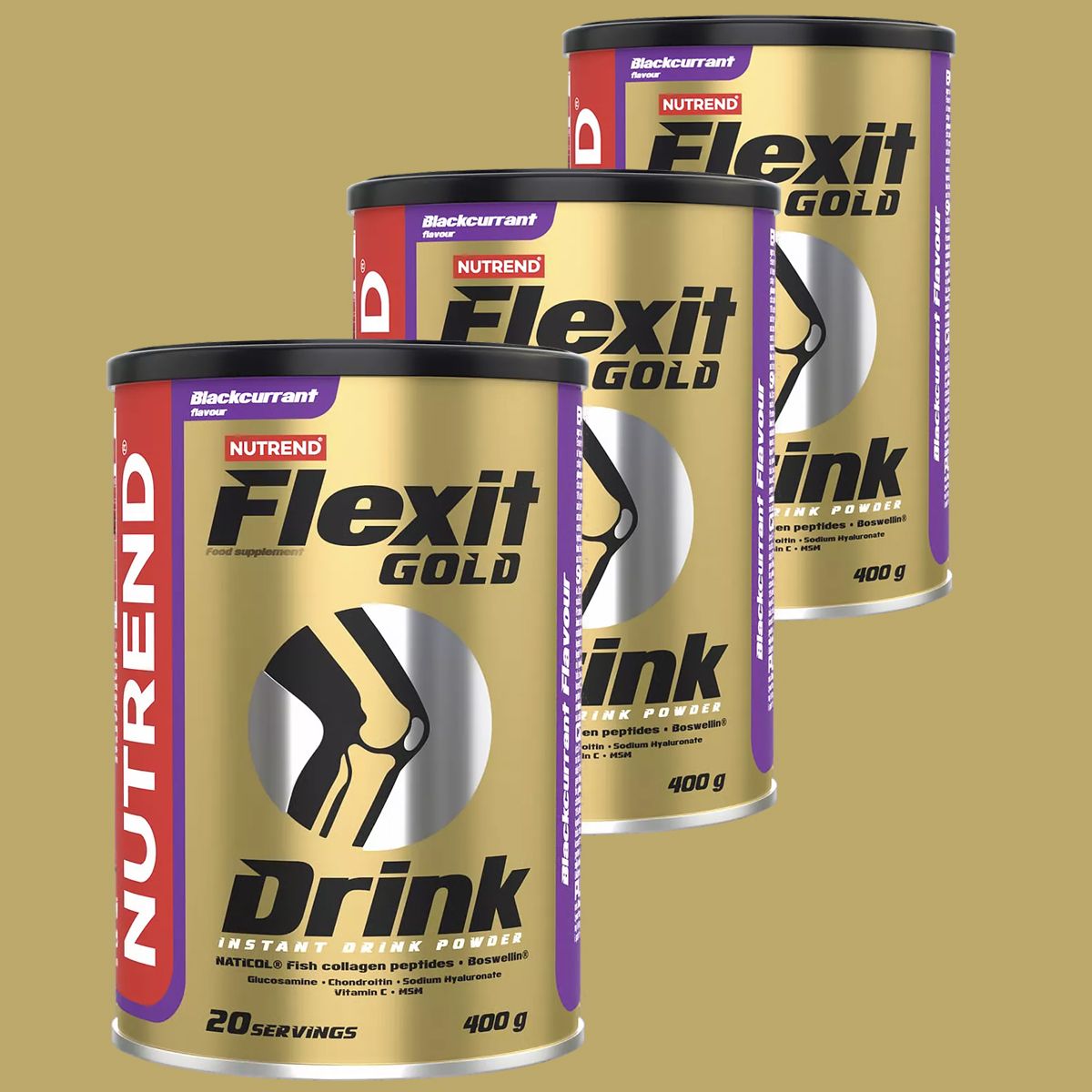 NUTREND - FLEXIT GOLD DRINK - PRÉMIUM TÖBBKOMPONENSŰ ÍZÜLETI TÁMOGATÁS - 3 x 400 G