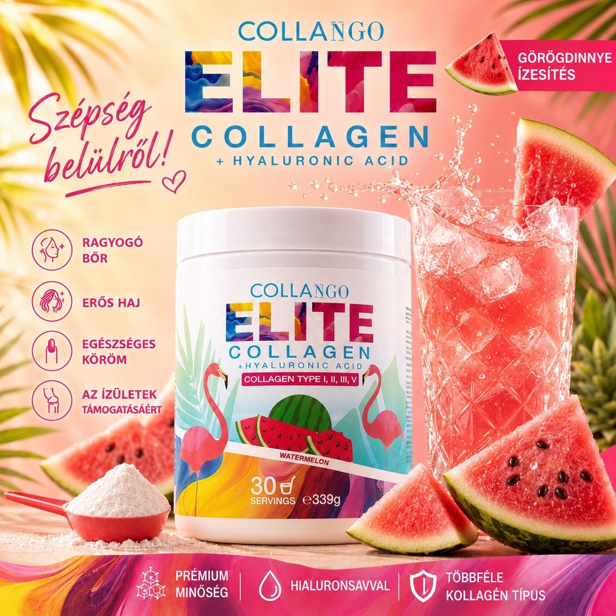 COLLANGO - ELITE COLLAGEN + HYALURONIC ACID - COLLAGEN TYPE I, II, III, V - 339 G