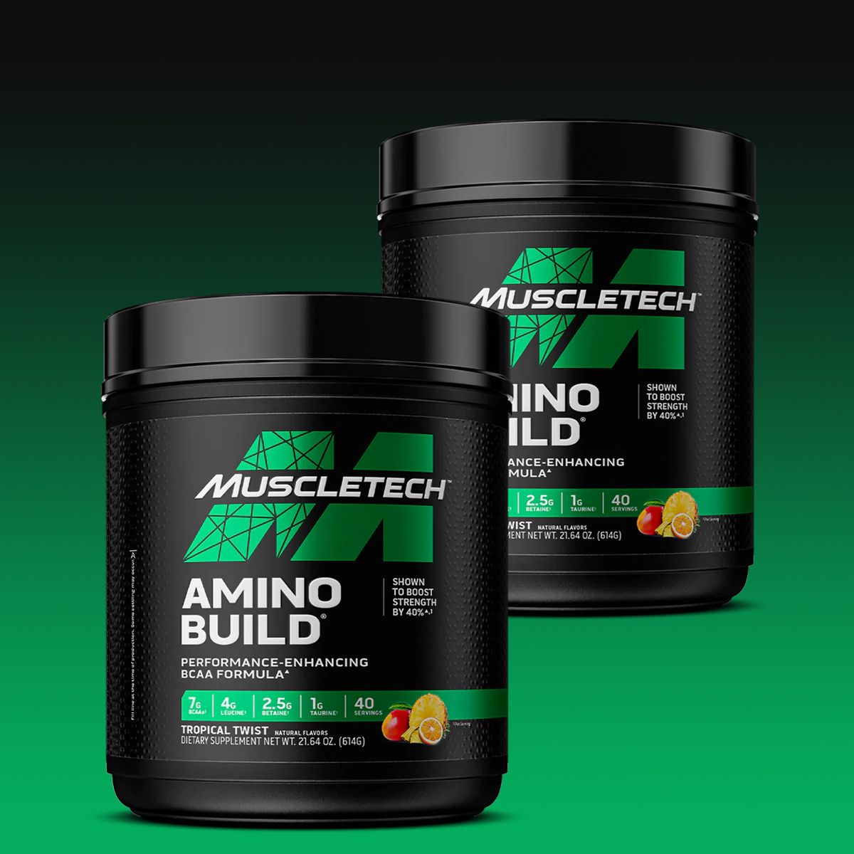 MUSCLETECH - AMINO BUILD PERFORMANCE-ENHANCING BCAA FORMULA - 2 x 614 G