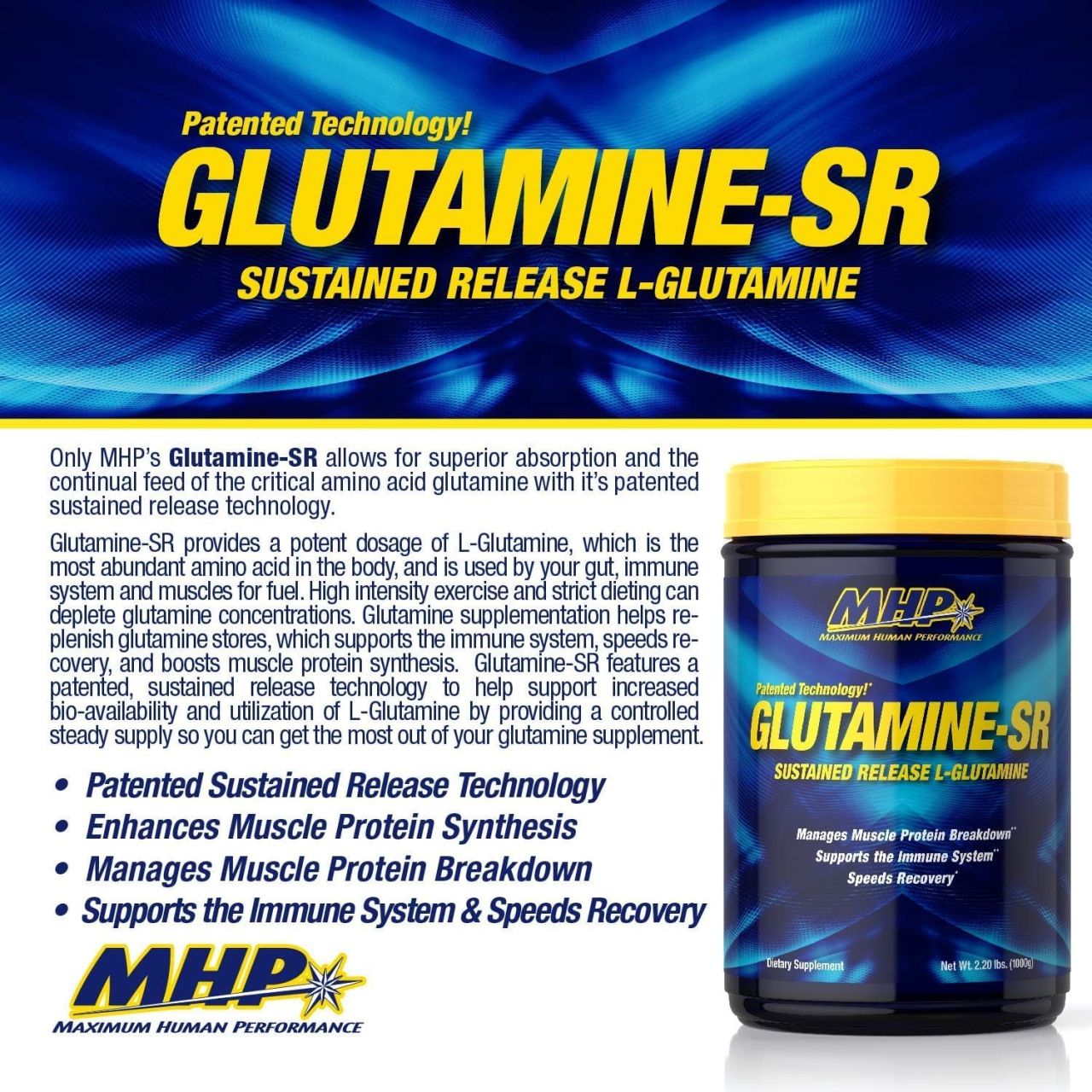 MHP - GLUTAMINE-SR - SUSTAINED RELEASE L-GLUTAMINE - 1000 G