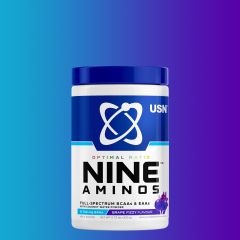 USN - NINE AMINOS - FULL SPECTRUM BCAAS & EAAS WITH COCONUT WATER POWDER - 330 G - GRAPE FIZZY