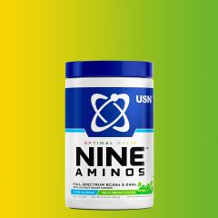 USN - NINE AMINOS - FULL SPECTRUM BCAAS & EAAS WITH COCONUT WATER POWDER - 330 G - JELLY BEAN