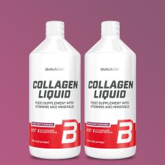 BIOTECH USA - COLLAGEN LIQUID - KOLLAGÉNTARTALMÚ ÍZESÍTETT ÉTRENDKIEGÉSZÍTŐ ITAL - 2 x 1000 ML - ERDEI GYÜMÖLCS ÍZŰ
