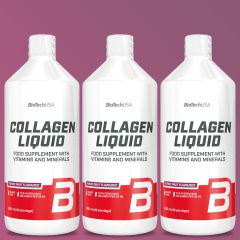 BIOTECH USA - COLLAGEN LIQUID - KOLLAGÉNTARTALMÚ ÍZESÍTETT ÉTRENDKIEGÉSZÍTŐ ITAL - 3 X 1000 ML - ERDEI GYÜMÖLCS ÍZŰ
