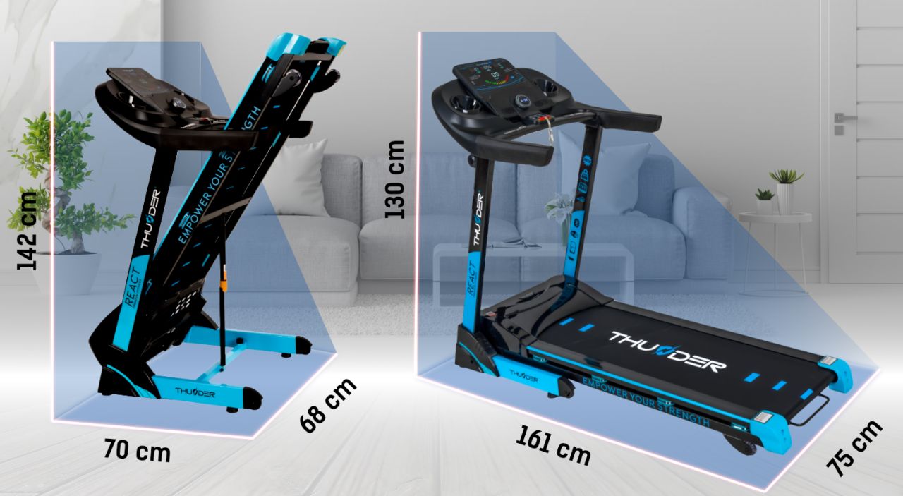 THUNDER - REACT-S - PRÉMIUM OTTHONI FUTÓPAD 18 KM/H VÉGSEBESSÉGGEL, 160 KG TESTSÚLYIG, FEKETE SZÍN