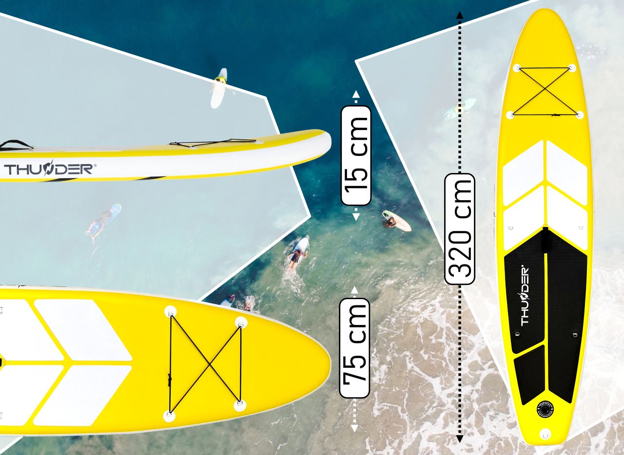 THUNDER OUTDOOR - COAST YELLOW SUP BOARD - SUP DESZKA KIEGÉSZÍTŐKKEL - 320 X 76 X 15 CM