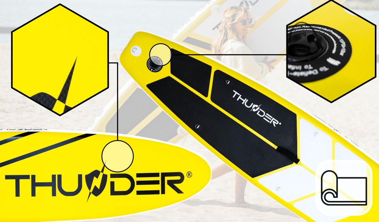 THUNDER OUTDOOR - COAST YELLOW SUP BOARD - SUP DESZKA KIEGÉSZÍTŐKKEL - 320 X 76 X 15 CM