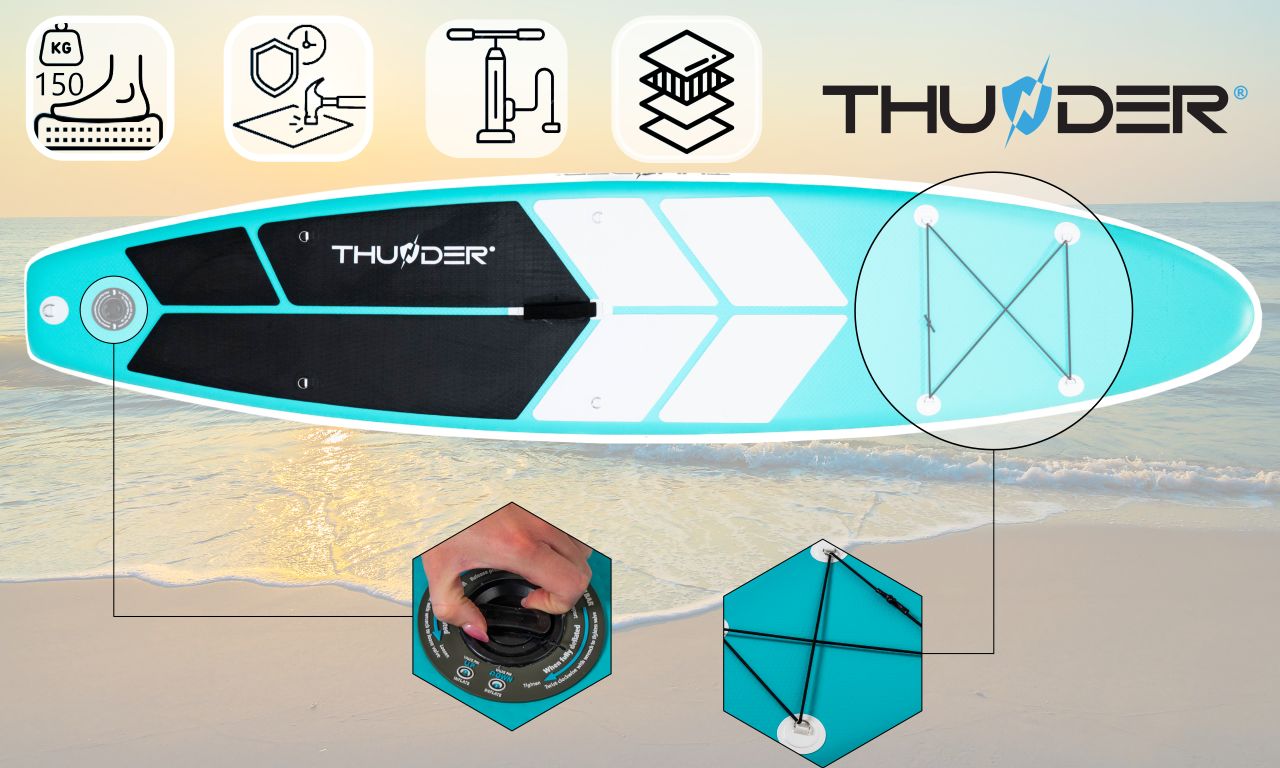 THUNDER OUTDOOR - COAST MINT SUP BOARD - SUP DESZKA KIEGÉSZÍTŐKKEL - 320 X 76 X 15 CM