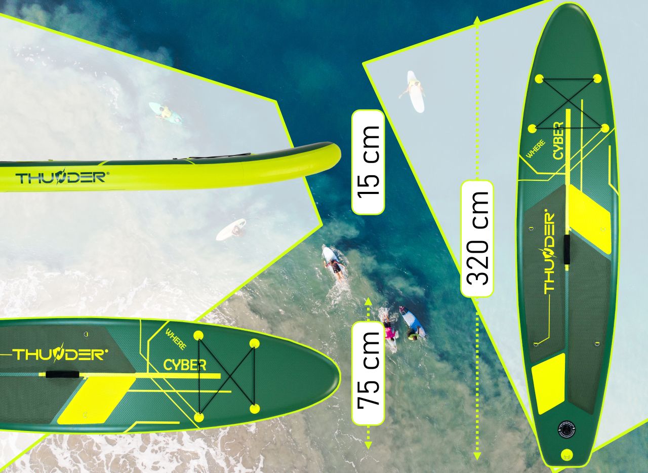 THUNDER OUTDOOR - CYBER SUP BOARD - SUP DESZKA KIEGÉSZÍTŐKKEL - 320 X 76 X 15 CM