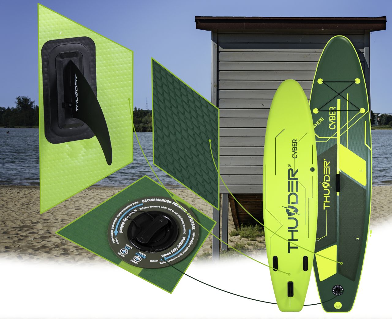 THUNDER OUTDOOR - CYBER SUP BOARD - SUP DESZKA KIEGÉSZÍTŐKKEL - 320 X 76 X 15 CM