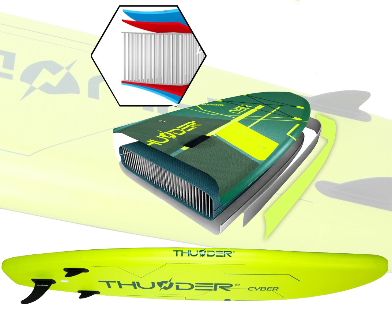 THUNDER OUTDOOR - CYBER SUP BOARD - SUP DESZKA KIEGÉSZÍTŐKKEL - 320 X 76 X 15 CM