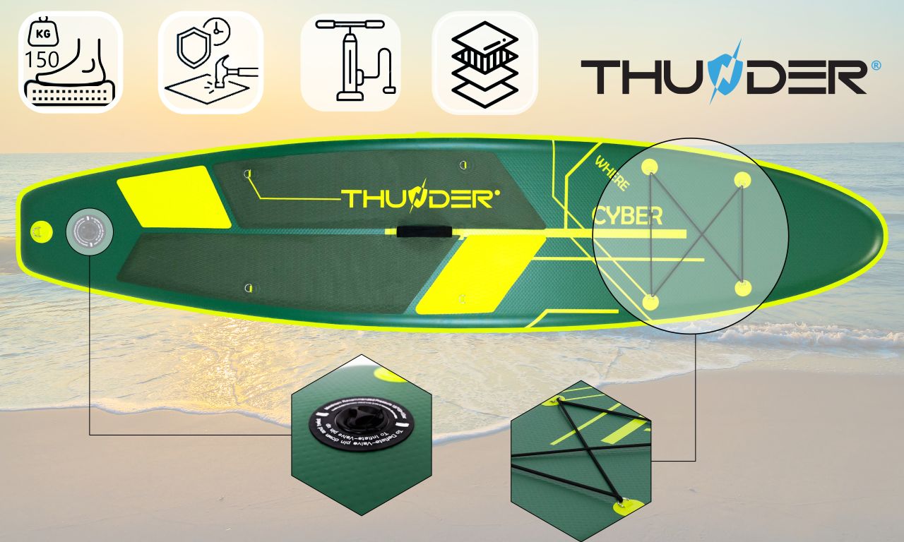 THUNDER OUTDOOR - CYBER SUP BOARD - SUP DESZKA KIEGÉSZÍTŐKKEL - 320 X 76 X 15 CM