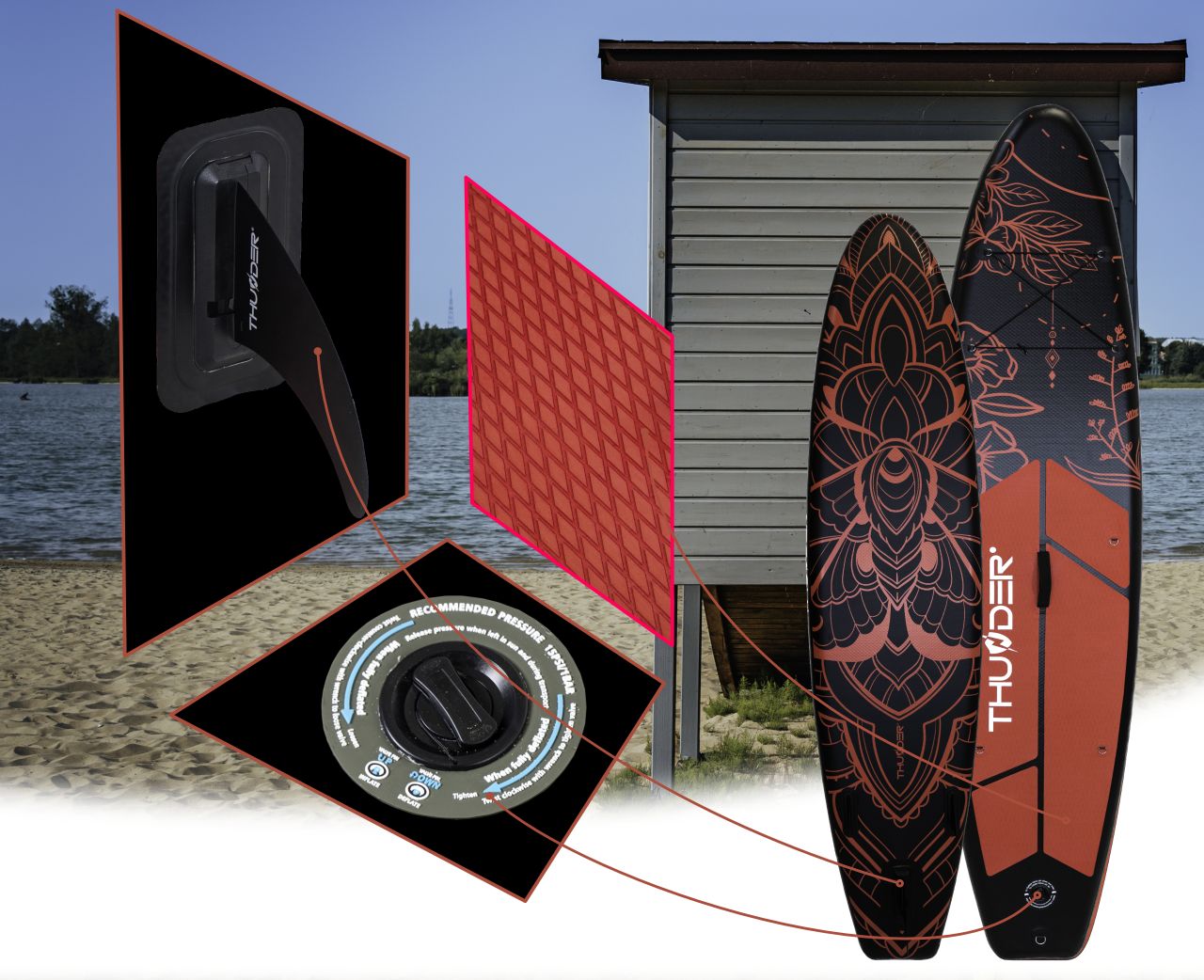 THUNDER OUTDOOR - MOTH SUP BOARD - SUP DESZKA KIEGÉSZÍTŐKKEL - 320 X 76 X 15 CM