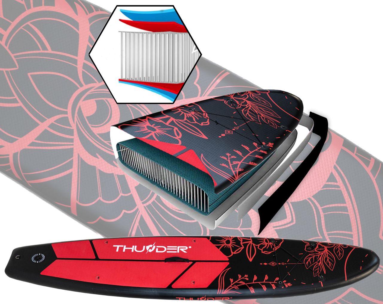 THUNDER OUTDOOR - MOTH SUP BOARD - SUP DESZKA KIEGÉSZÍTŐKKEL - 320 X 76 X 15 CM