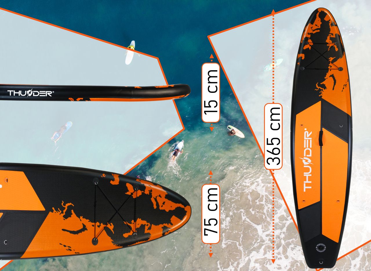 THUNDER OUTDOOR - EARTH XXL SUP BOARD - SUP DESZKA KIEGÉSZÍTŐKKEL - 365 X 75 X 15 CM