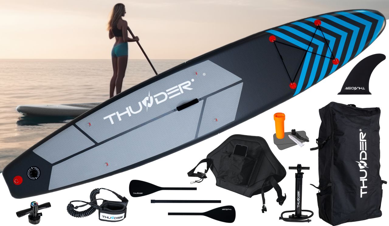 THUNDER OUTDOOR - STEEL BLUE XXL SUP BOARD - SUP DESZKA KIEGÉSZÍTŐKKEL - 365 X 75 X 15 CM