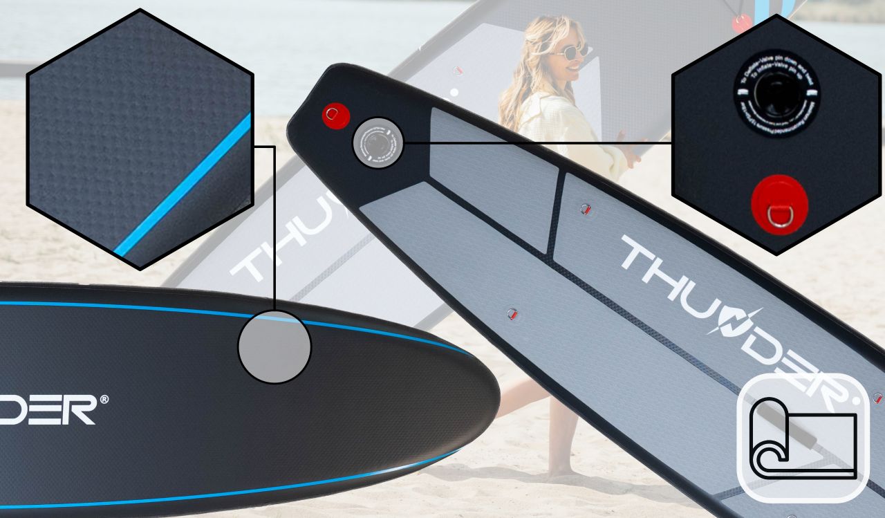 THUNDER OUTDOOR - STEEL BLUE XXL SUP BOARD - SUP DESZKA KIEGÉSZÍTŐKKEL - 365 X 75 X 15 CM