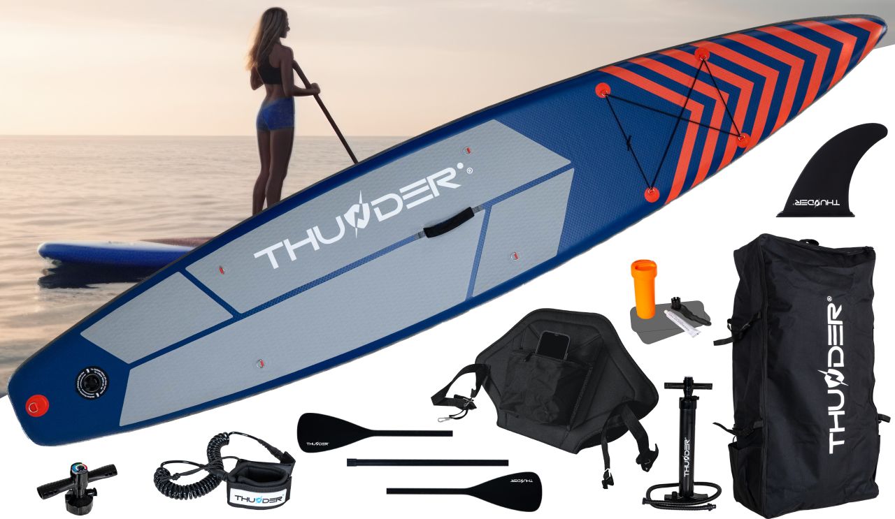 THUNDER OUTDOOR - STEEL RED XXL SUP BOARD - SUP DESZKA KIEGÉSZÍTŐKKEL - 365 X 75 X 15 CM