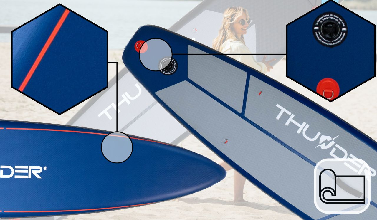 THUNDER OUTDOOR - STEEL RED XXL SUP BOARD - SUP DESZKA KIEGÉSZÍTŐKKEL - 365 X 75 X 15 CM