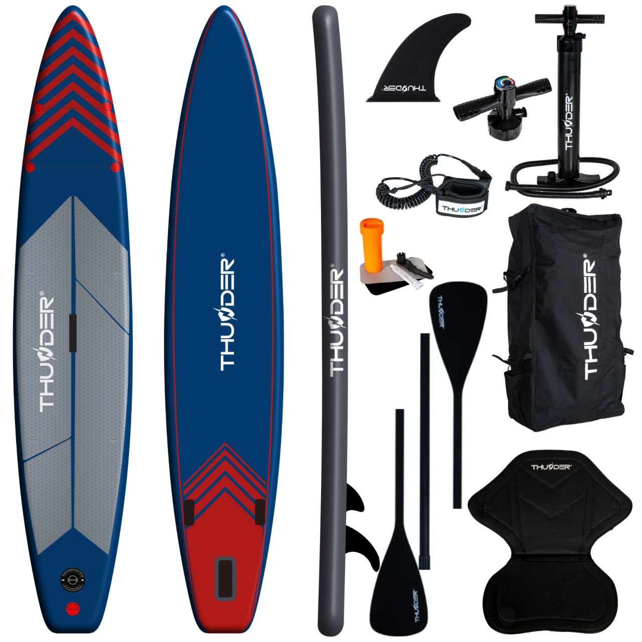 THUNDER OUTDOOR - STEEL RED XXL SUP BOARD - SUP DESZKA KIEGÉSZÍTŐKKEL - 365 X 75 X 15 CM