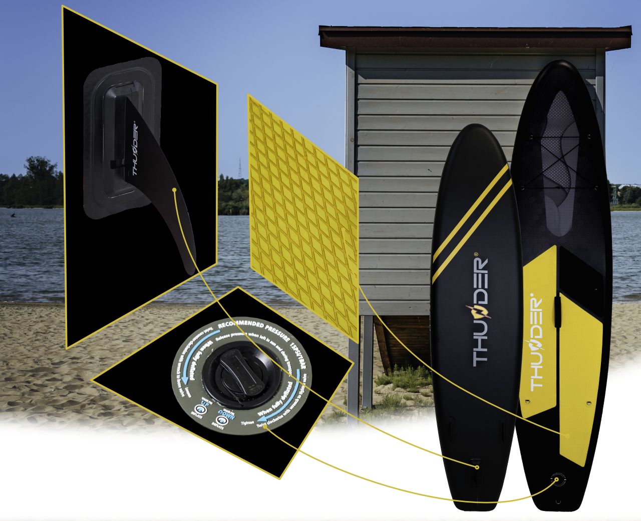 THUNDER OUTDOOR - RAVEN SUP BOARD - SUP DESZKA KIEGÉSZÍTŐKKEL - 320 X 76 X 15 CM