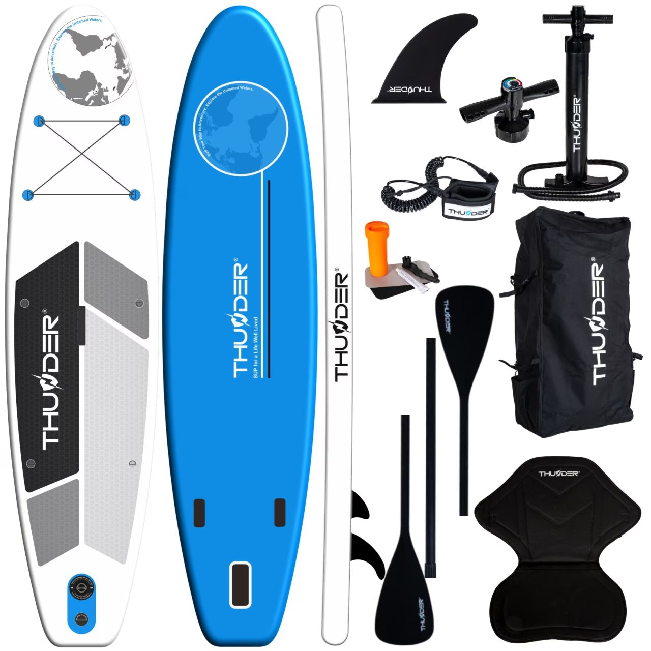 THUNDER OUTDOOR - PLANET BLUE SUP BOARD - SUP DESZKA KIEGÉSZÍTŐKKEL - 320 X 76 X 15 CM