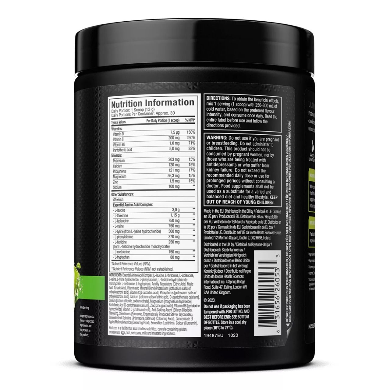 MUSCLETECH - 100% PLATINUM EAA+ ESSENTIAL AMINO ACIDS WITH ELECTROLYTES - 400 G - SOUR APPLE