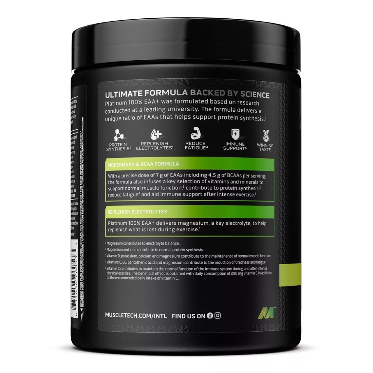 MUSCLETECH - 100% PLATINUM EAA+ ESSENTIAL AMINO ACIDS WITH ELECTROLYTES - 400 G - SOUR APPLE