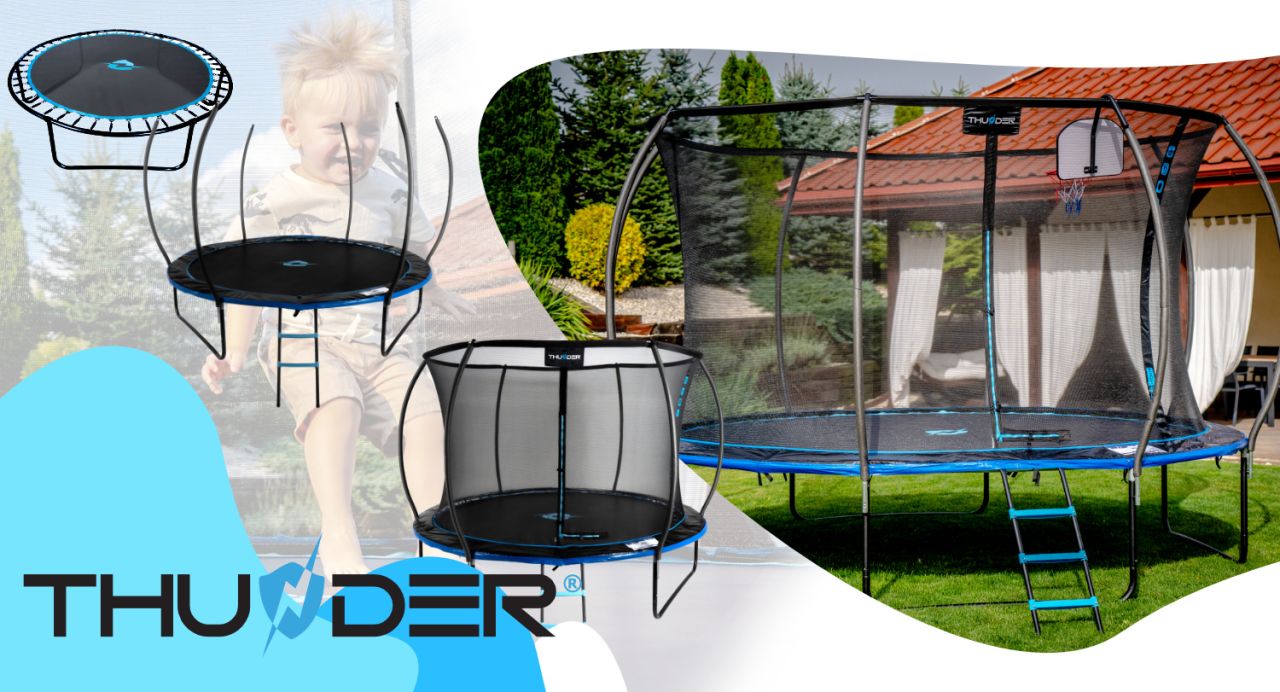 THUNDER OUTDOOR - INSIDE ULTRA 12 FT, BLUE - BELSŐ HÁLÓS SPORT TRAMBULIN 374 CM, FEKETE-KÉK