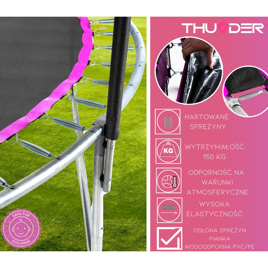 THUNDER OUTDOOR - INSIDE ULTRA 10 FT, PINK - BELSŐ HÁLÓS SPORT TRAMBULIN 312 CM, FEKETE-PINK