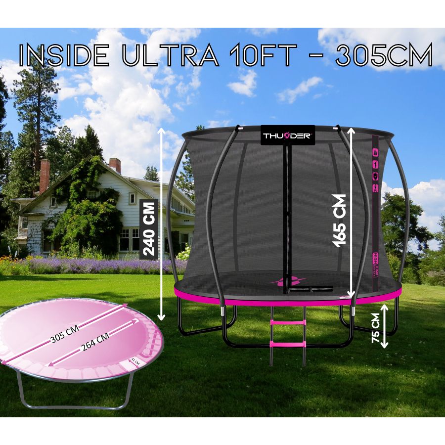 THUNDER OUTDOOR - INSIDE ULTRA 10 FT, PINK - BELSŐ HÁLÓS SPORT TRAMBULIN 312 CM, FEKETE-PINK