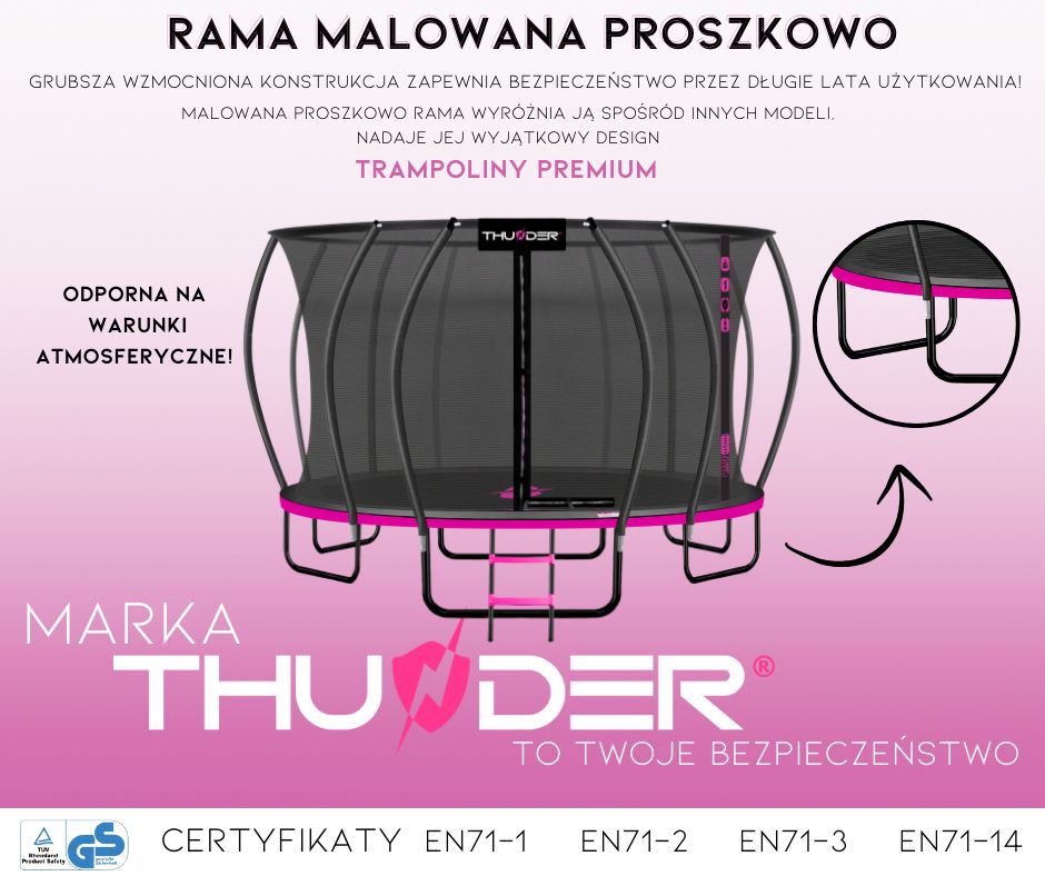 THUNDER OUTDOOR - INSIDE ULTRA 16 FT, PINK - BELSŐ HÁLÓS SPORT TRAMBULIN 488 CM, FEKETE-PINK