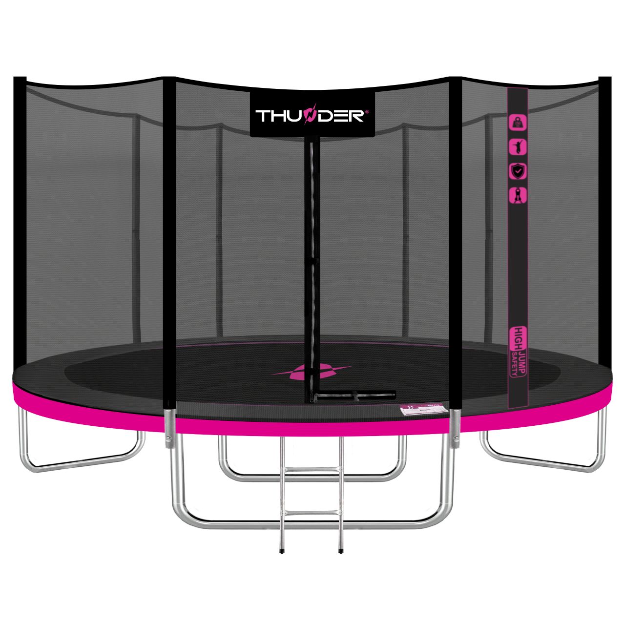 THUNDER OUTDOOR - OUTSIDE PRO 12 FT, PINK - KÜLSŐ HÁLÓS SPORT TRAMBULIN 374 CM, FEKETE-PINK