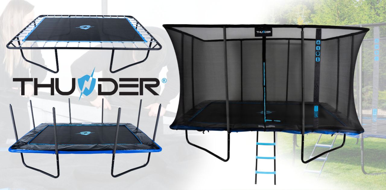 THUNDER OUTDOOR - OUTSIDE PHENOM 10 X 14 FT, BLUE - KÜLSŐ HÁLÓS SPORT TRAMBULIN 305 X 427 CM, FEKETE-KÉK