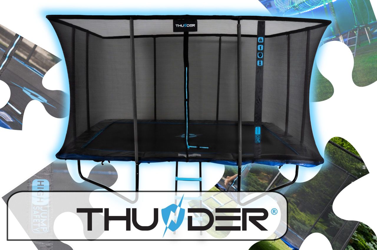 THUNDER OUTDOOR - OUTSIDE PHENOM 10 X 14 FT, BLUE - KÜLSŐ HÁLÓS SPORT TRAMBULIN 305 X 427 CM, FEKETE-KÉK